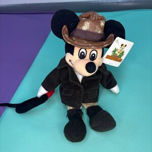 Disneyland Adventureland Vintage Mickey Mouse Indiana Jones Plush Toy